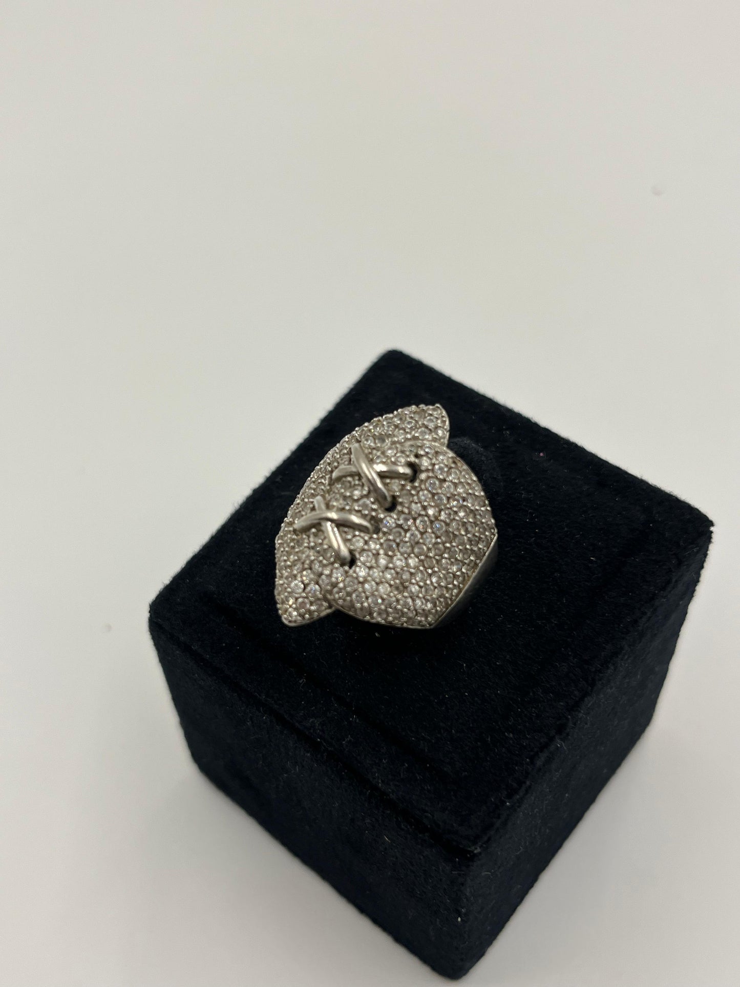 Sterling Silver Pavé Ring with Crisscross Detail