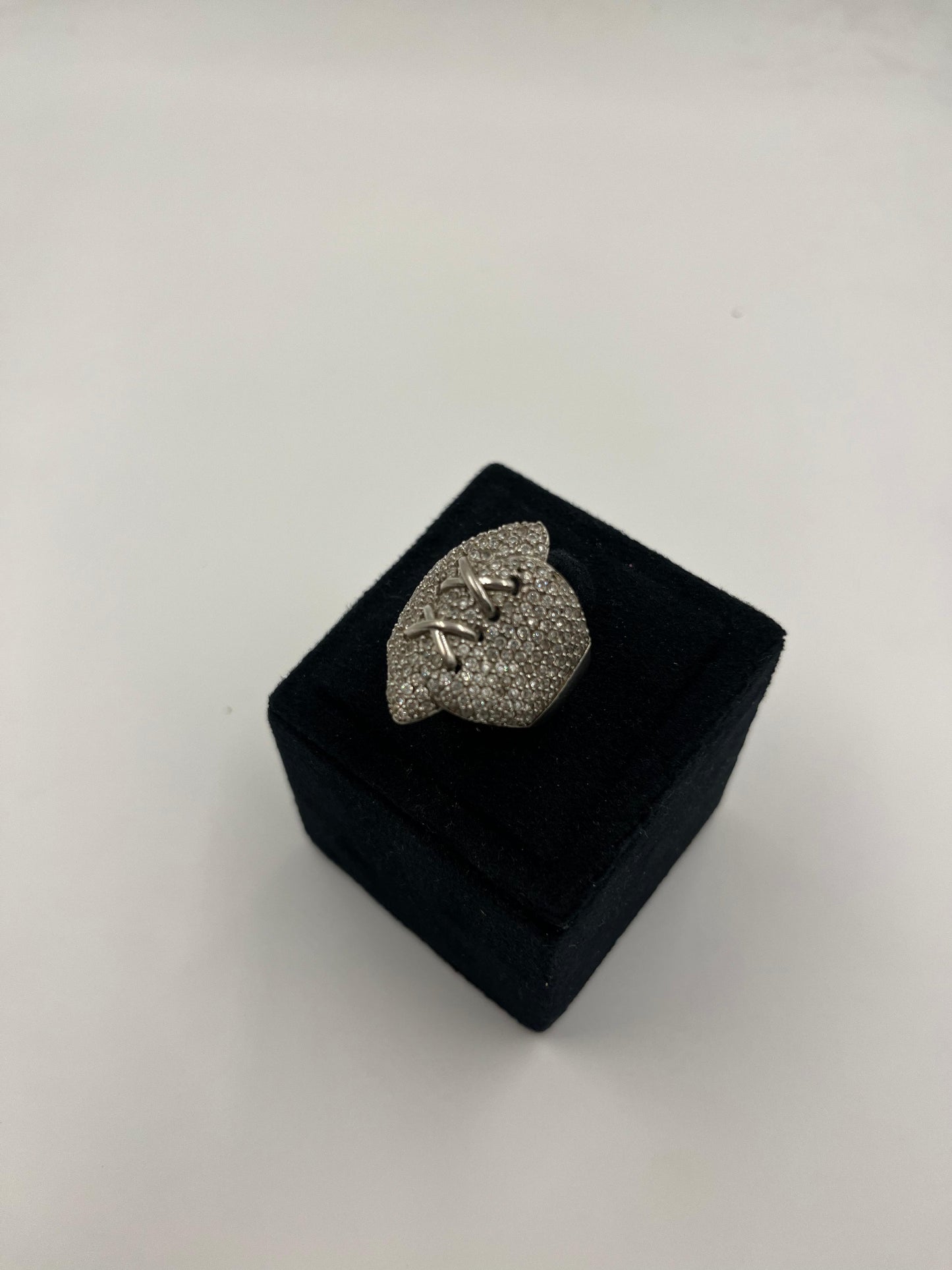 Sterling Silver Pavé Ring with Crisscross Detail