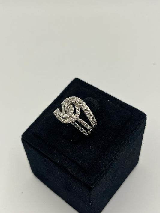Abstract Pavé Wave Ring