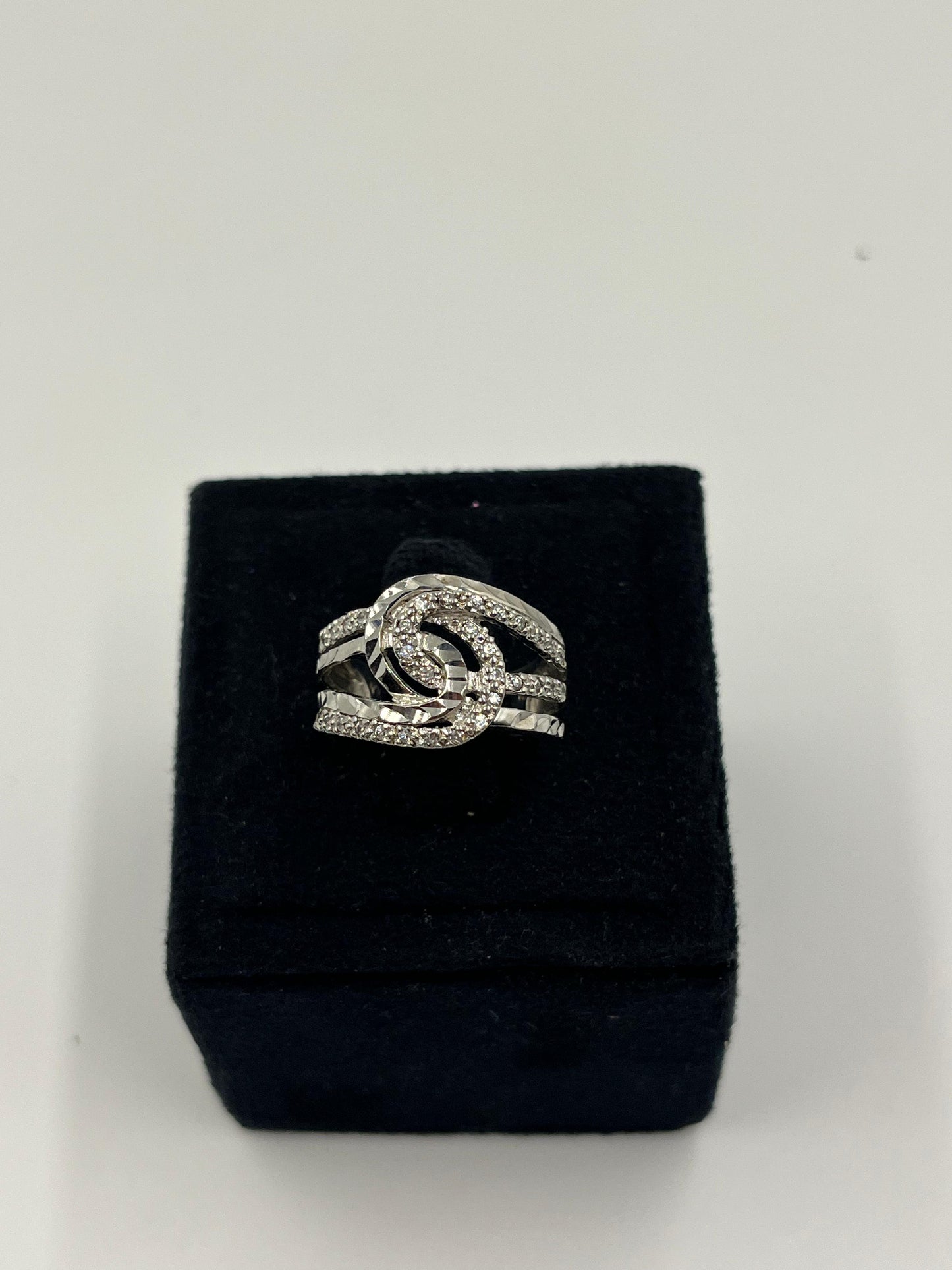 Abstract Pavé Wave Ring