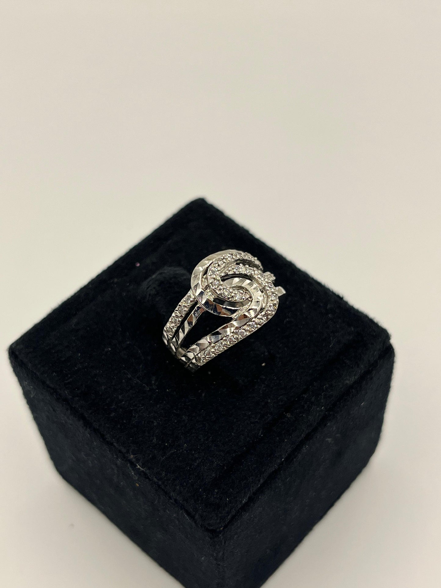 Abstract Pavé Wave Ring